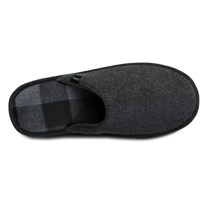 totes toasties® Mens Jersey Mule Slippers With Check Lining Charcoal Extra Image 5